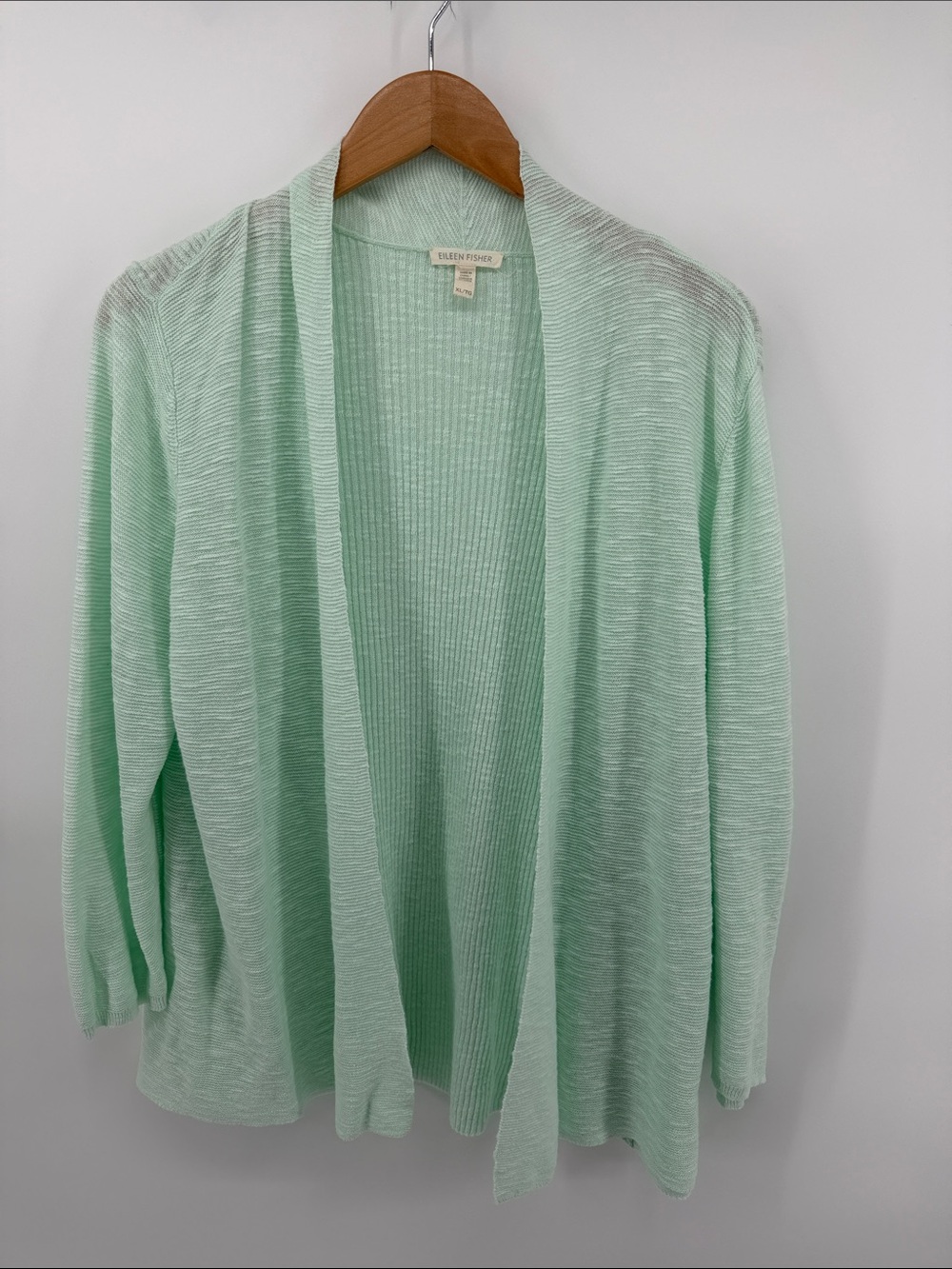 Eileen Fisher Open Front Cardigan in Mint Green XL A14